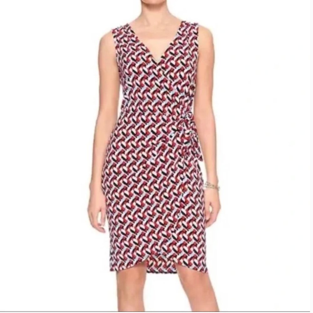 Banana Republic Factory | Sleeveless Abstract Print Faux Wrap Dress - NWT